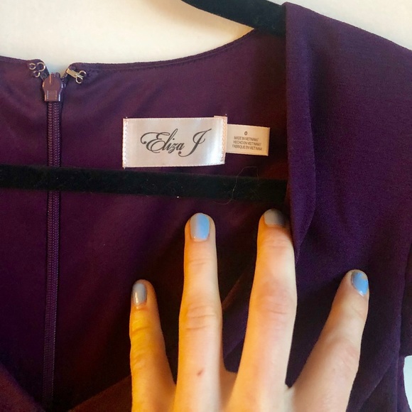 Eliza J eggplant purple pleated A-line dress - Picture 4 of 8